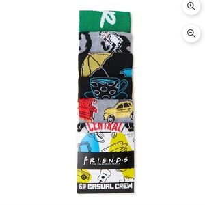 Friends TV Show Casual Crew Socks- 6 Pack- Mens Size 8-12 - New In Box